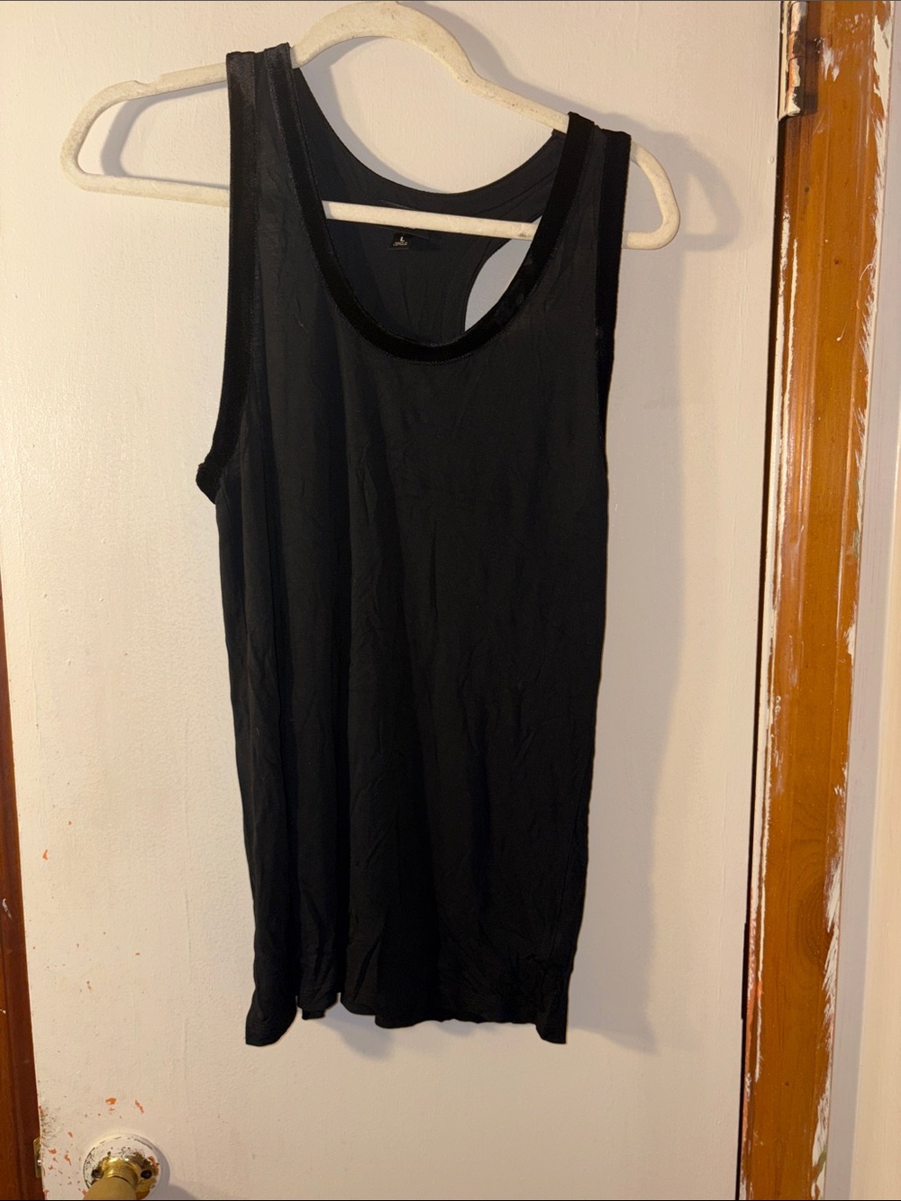 *4 for $25 SALE* Black Scoop Neck Tank Top w/ smooth velvet trim